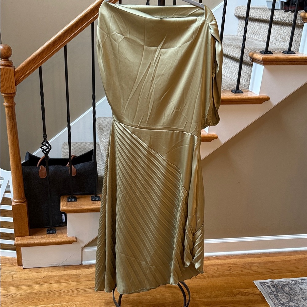 Amazon Asymmetrical Dress in Olive Green